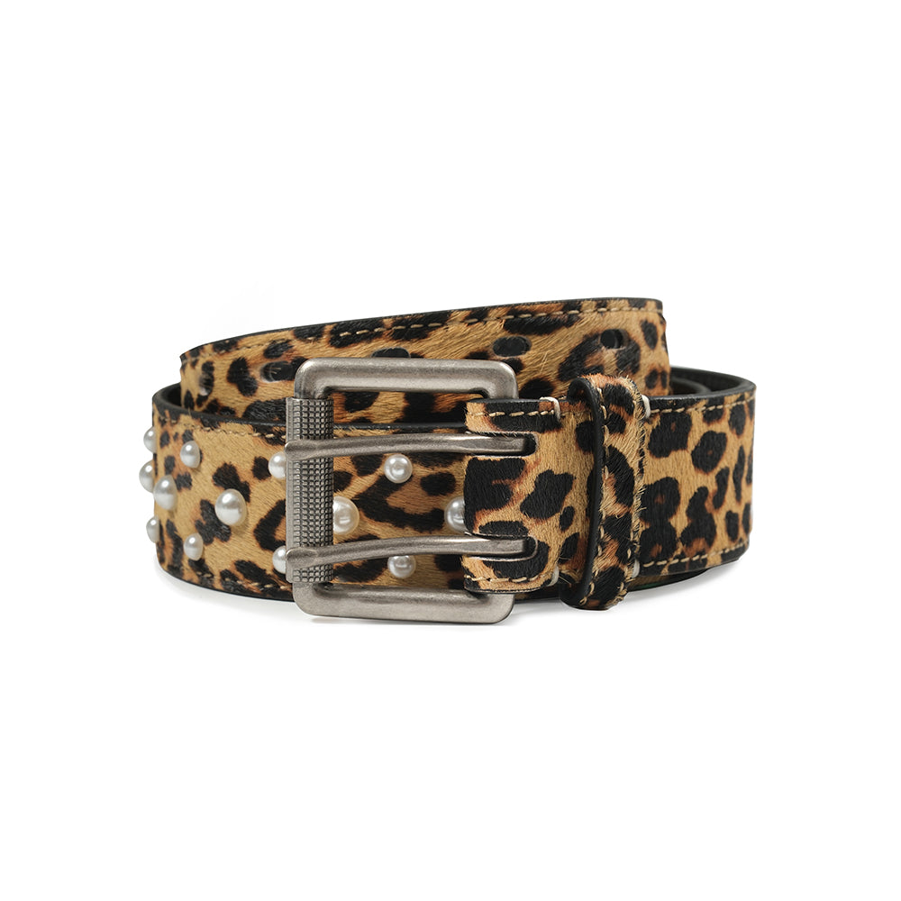 LEOPARD PRINT DOUBLE PRONG BELT