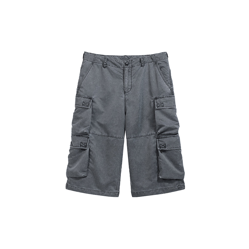 WASH OUT NYLON BAGGY CARGO SHORTS