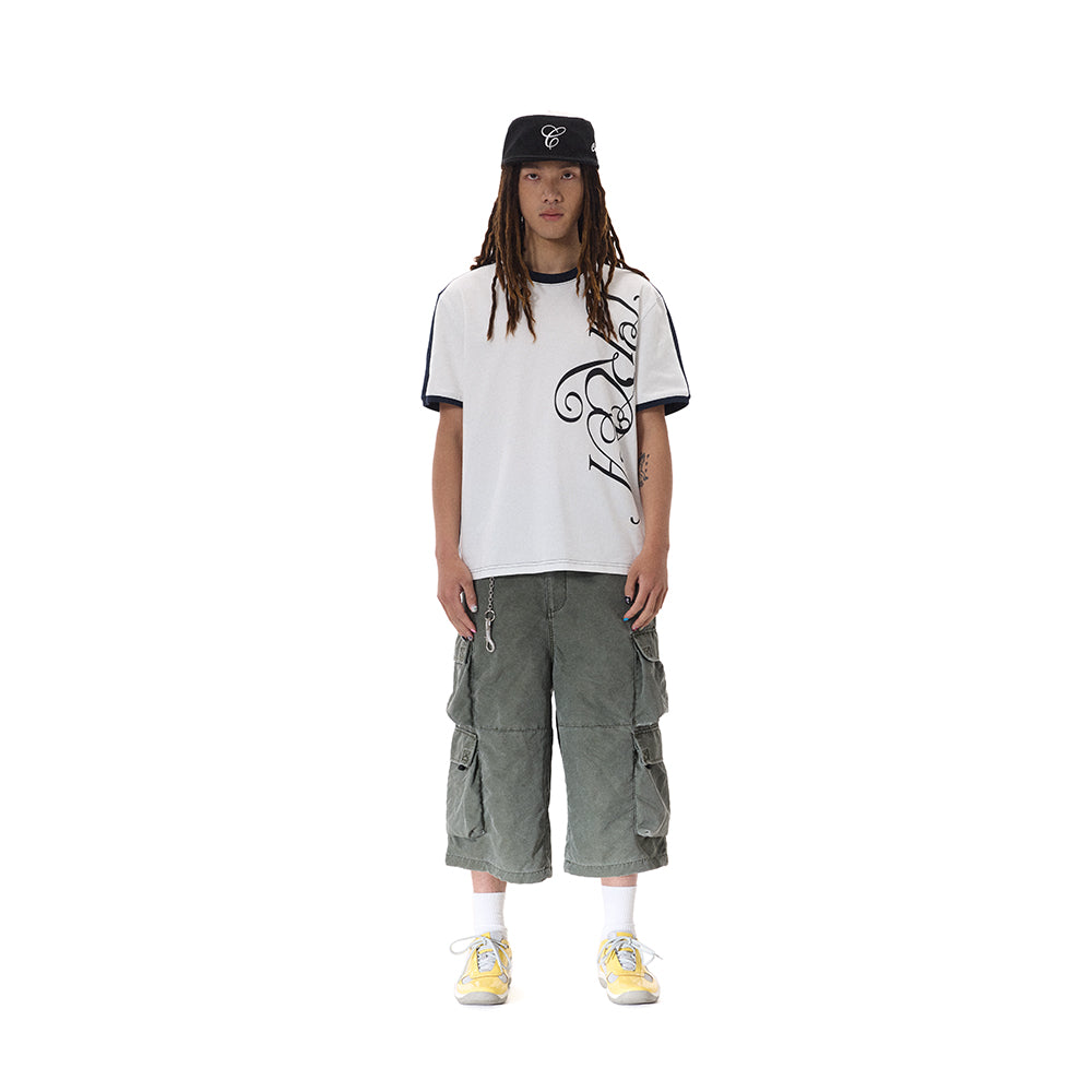 WASH OUT NYLON BAGGY CARGO SHORTS