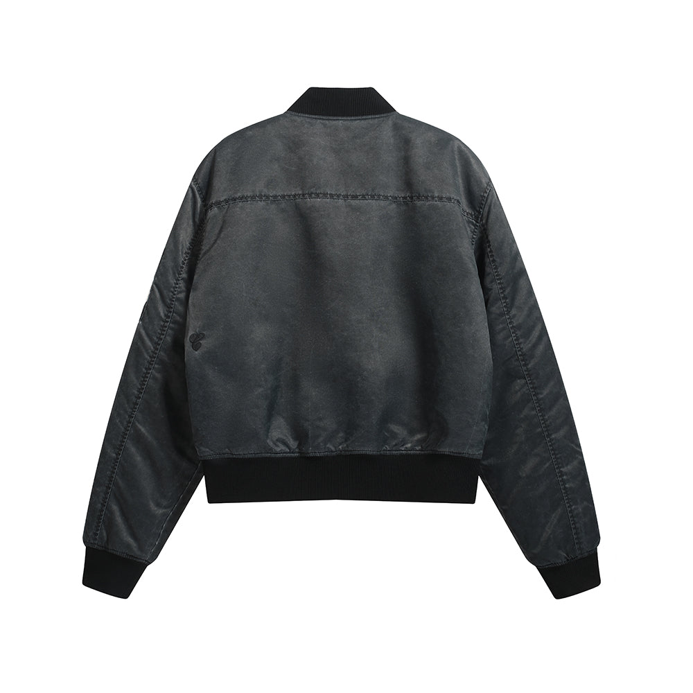 WASH OUT NYLON REVERSIBLE BOMBER