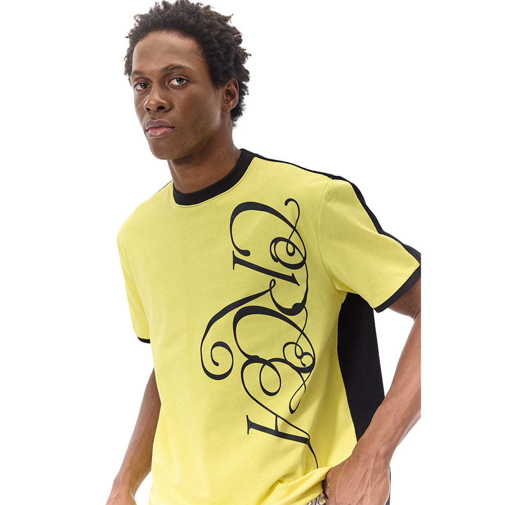 PATCHWORK COLOR-BLOCK SCRIPT PRINT TEE