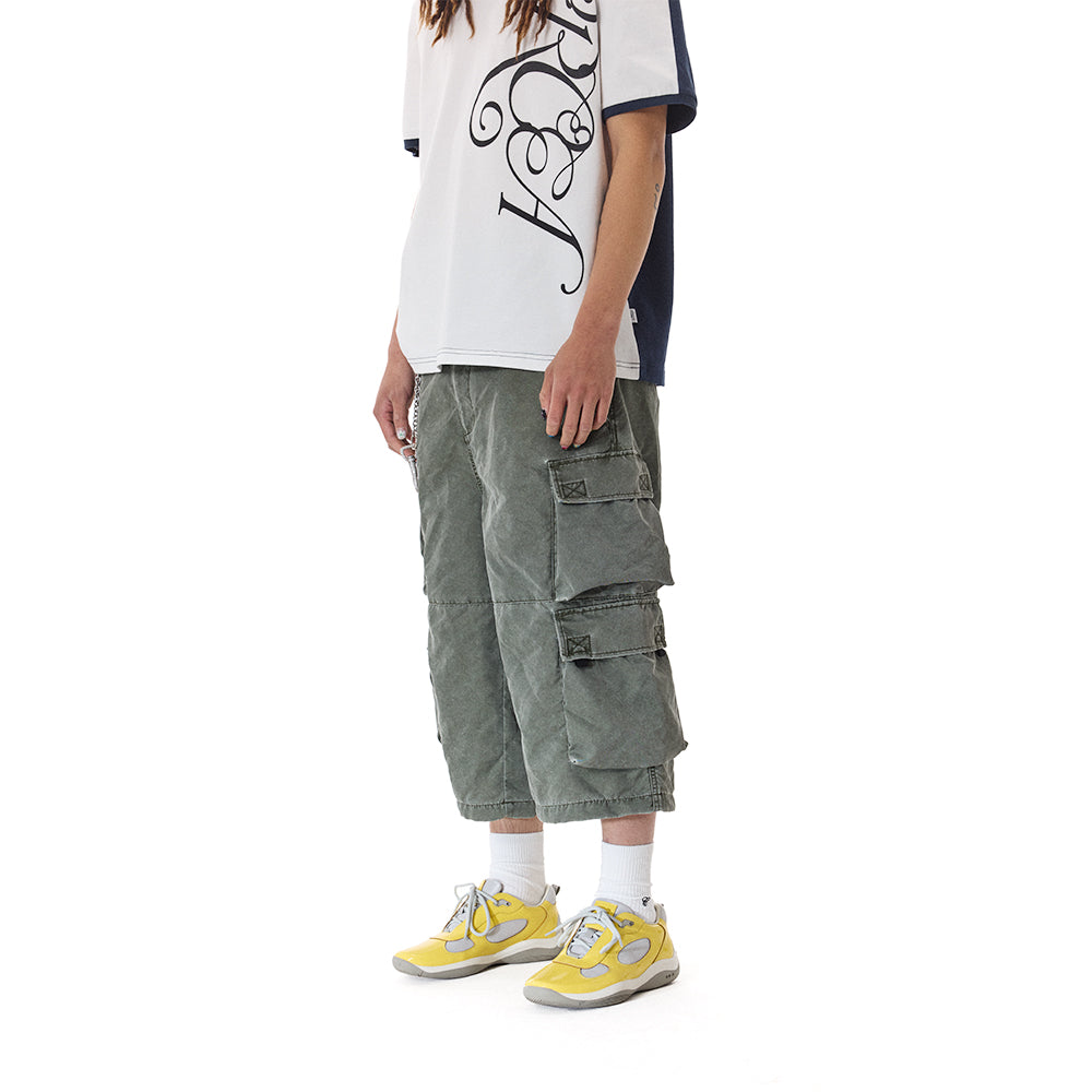 WASH OUT NYLON BAGGY CARGO SHORTS