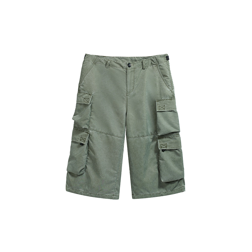 WASH OUT NYLON BAGGY CARGO SHORTS