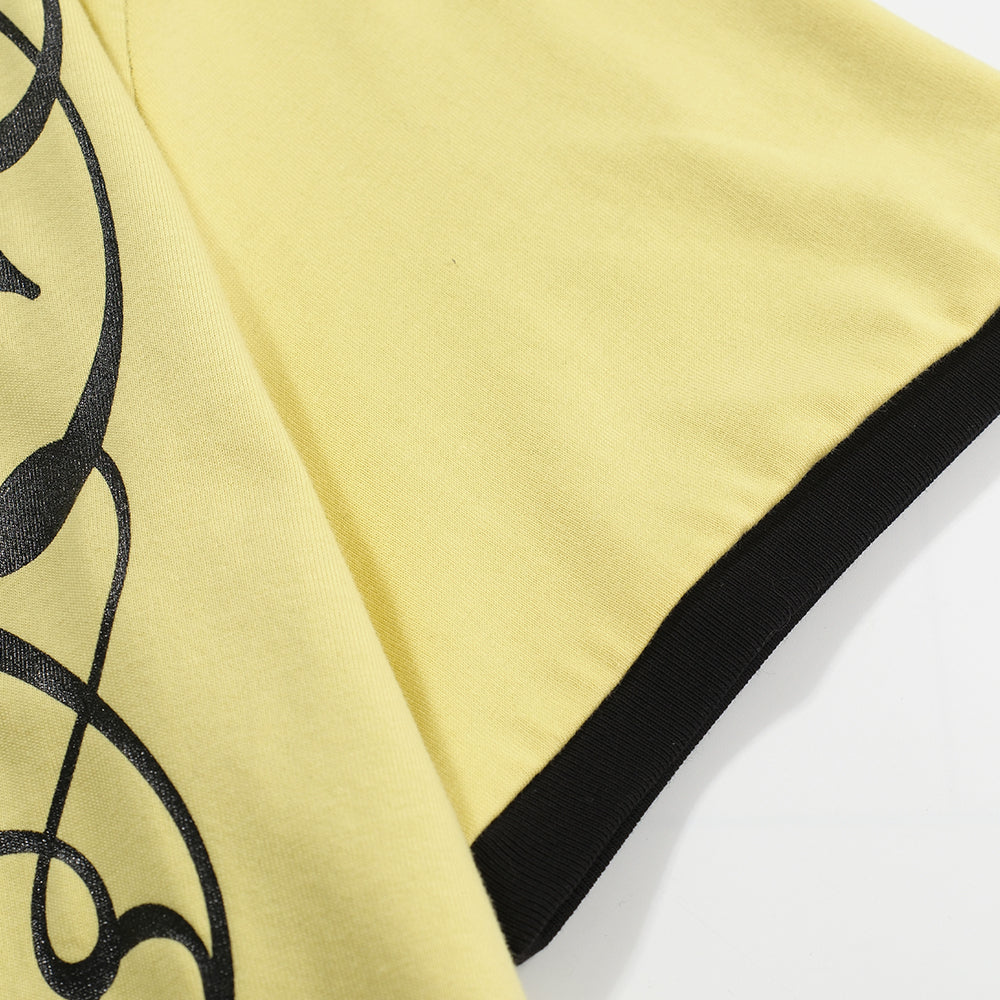 PATCHWORK COLOR-BLOCK SCRIPT PRINT TEE