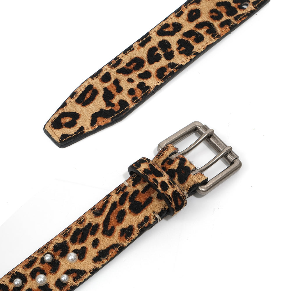LEOPARD PRINT DOUBLE PRONG BELT