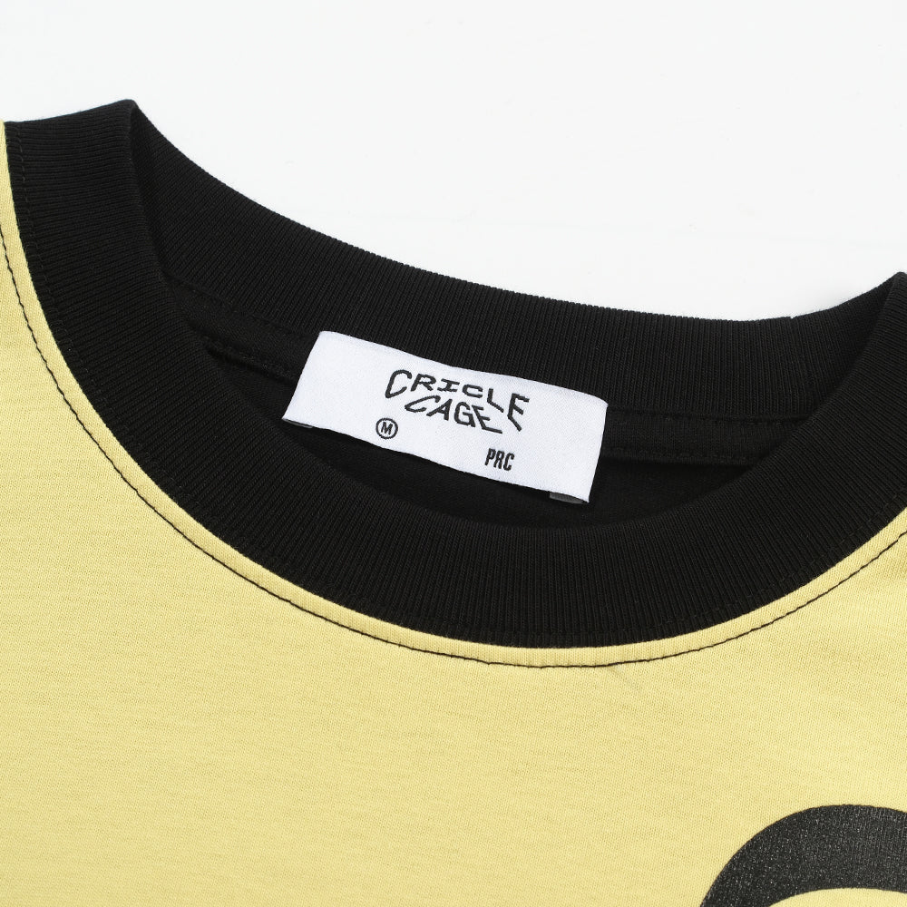 PATCHWORK COLOR-BLOCK SCRIPT PRINT TEE