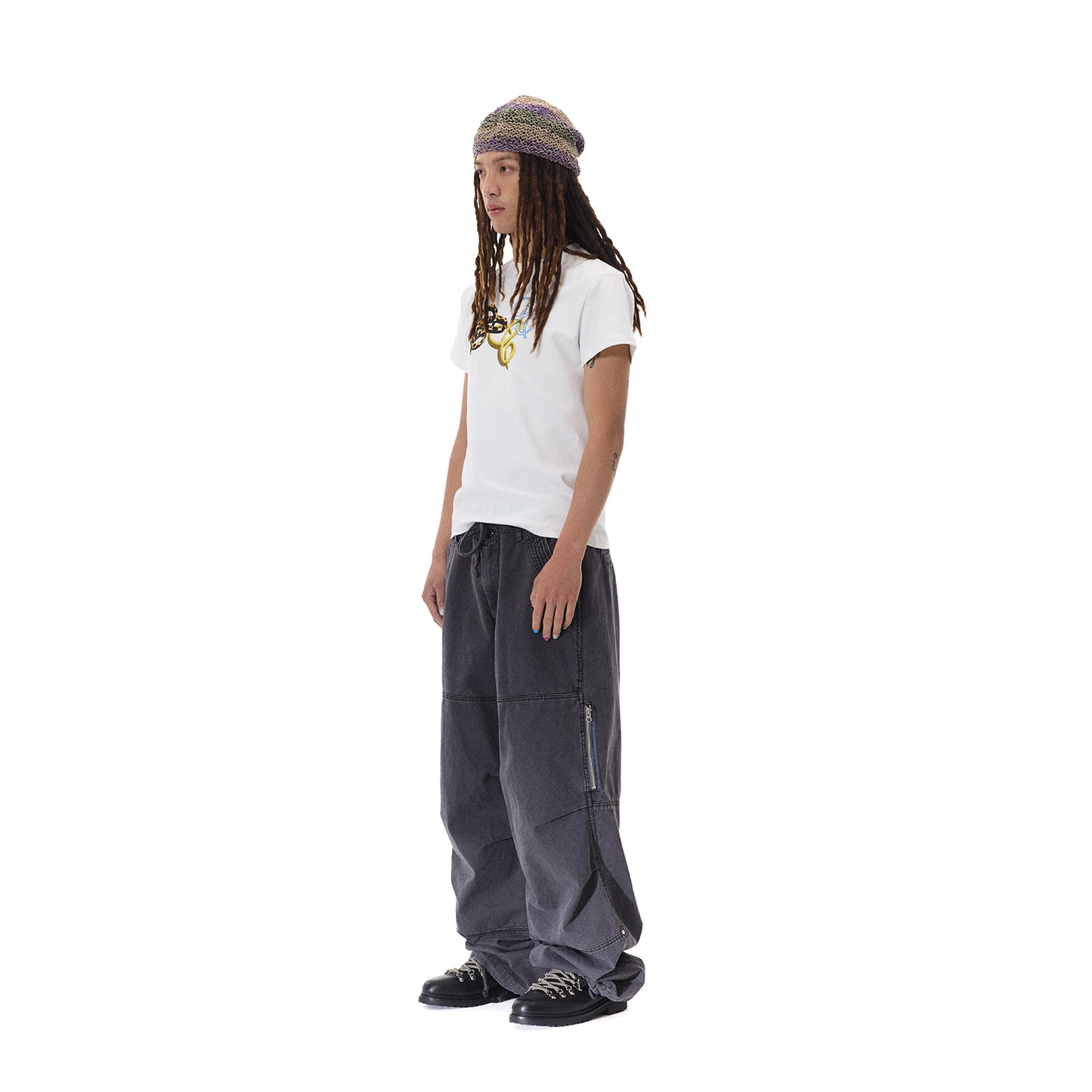 WASH OUT ZIP BAGGY CARGO PANT