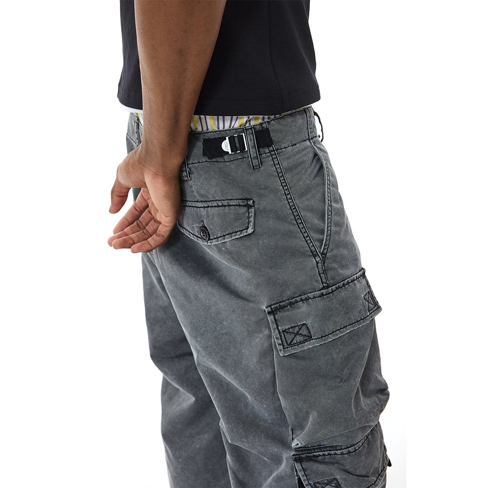 WASH OUT NYLON BAGGY CARGO SHORTS