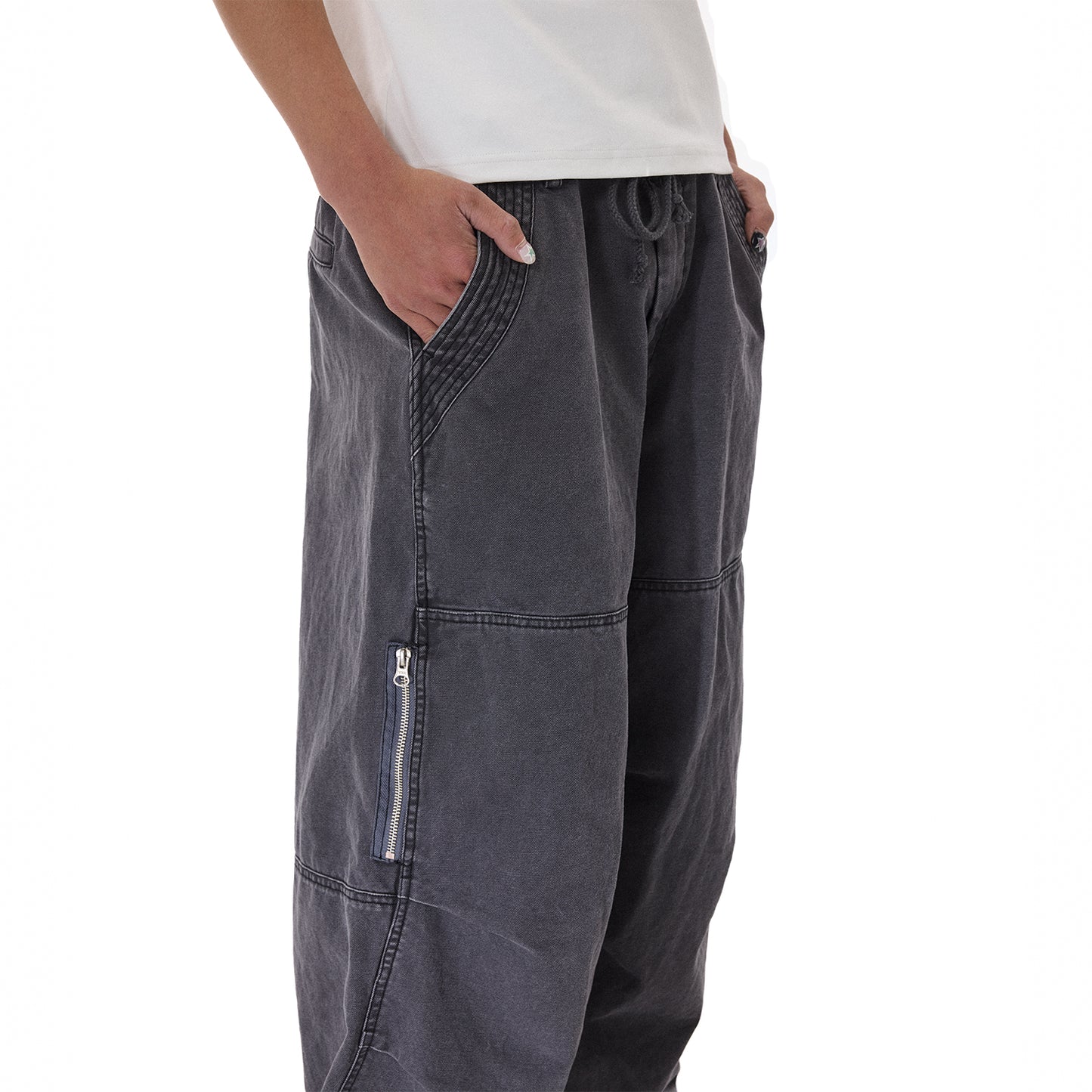 WASH OUT ZIP BAGGY CARGO PANT