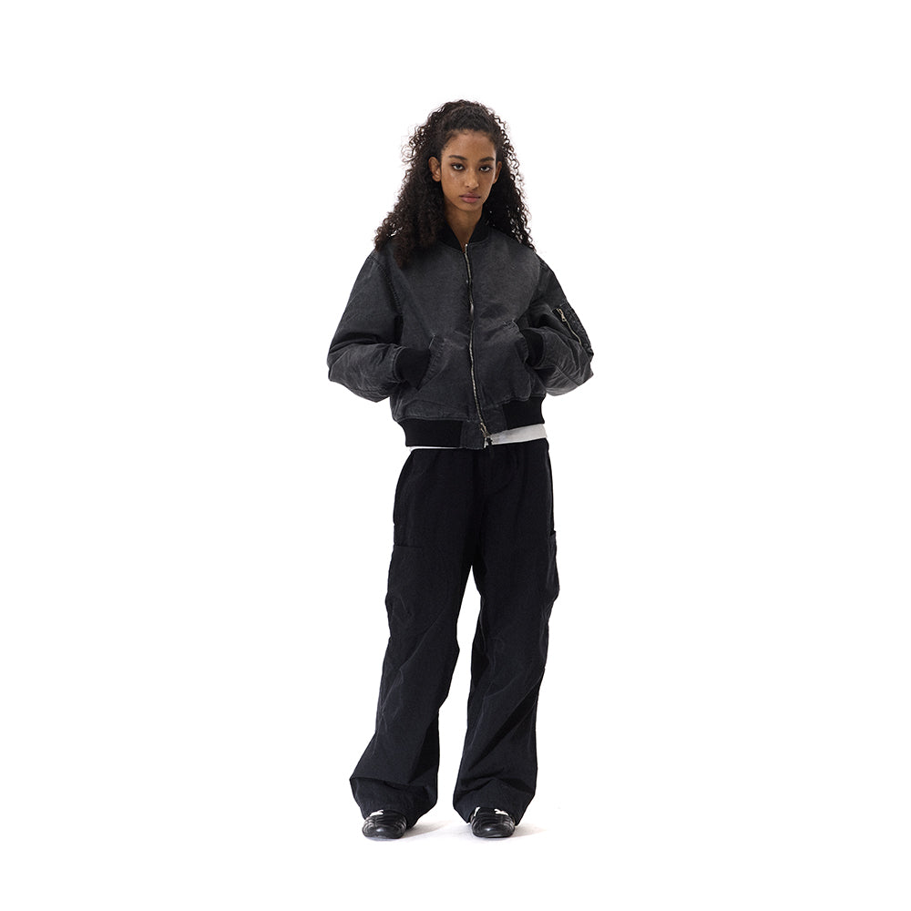 WASH OUT NYLON REVERSIBLE BOMBER