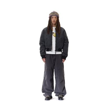 WASH OUT NYLON REVERSIBLE BOMBER