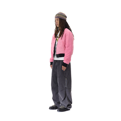 WASH OUT NYLON REVERSIBLE BOMBER