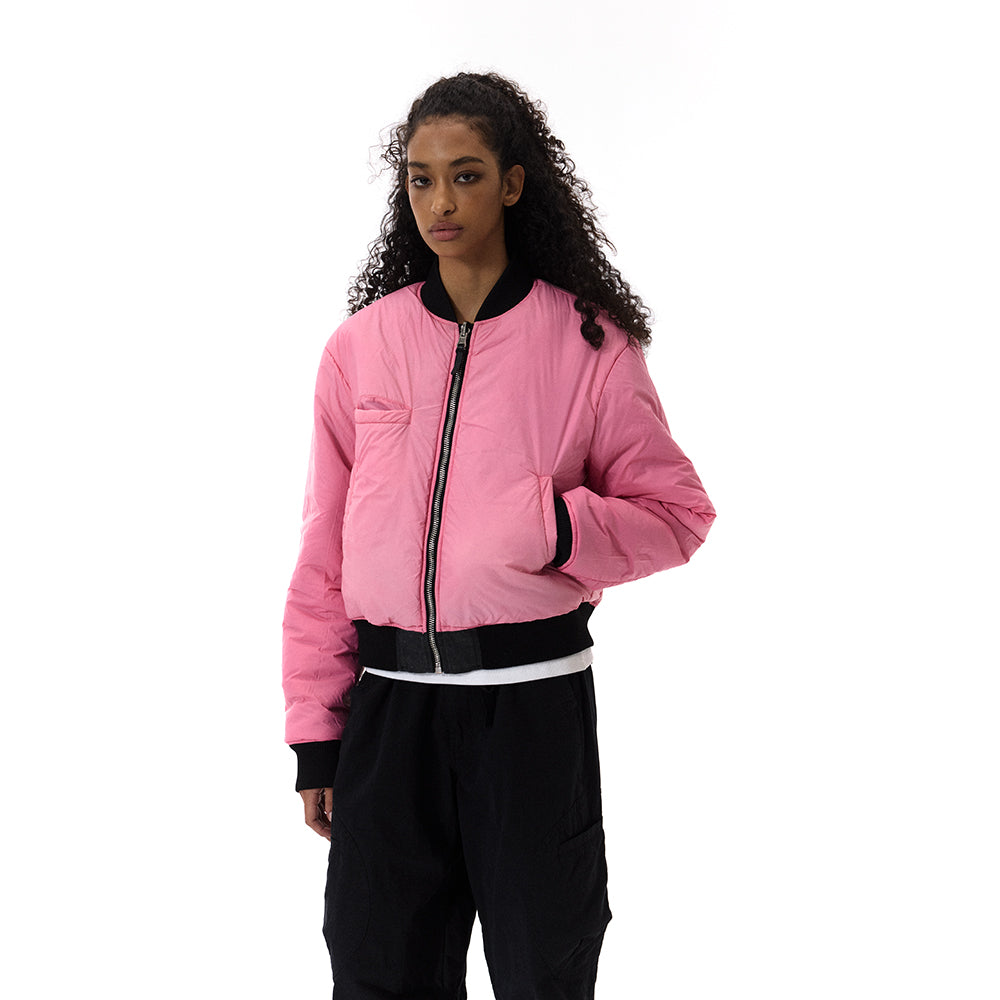 WASH OUT NYLON REVERSIBLE BOMBER