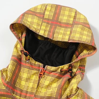 YELLOW LARGE GRID BALACLAVA HALF-ZIP HARDSHELL JACKET