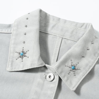 LIGHT GREY WASHED DENIM JACKET