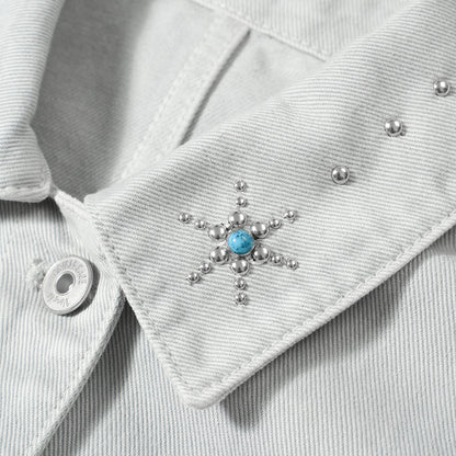 LIGHT GREY WASHED DENIM JACKET