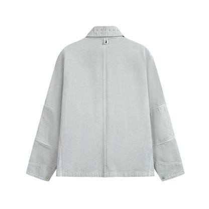 LIGHT GREY WASHED DENIM JACKET