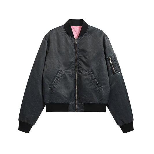 WASH OUT NYLON REVERSIBLE BOMBER