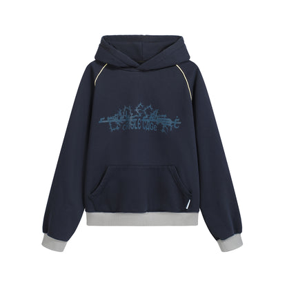 BRIAR PRINT RAGLAN SLEEVE COLOR-BLOCK HOODIE