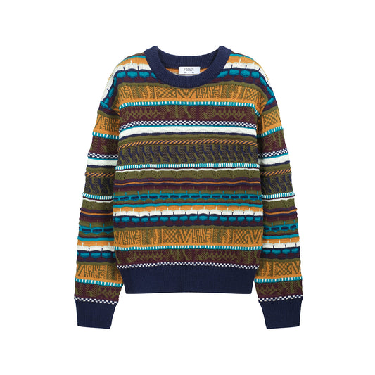 VINTAGE KNIT PATCHWORK ETHNIC SWEATER