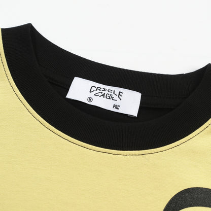 PATCHWORK COLOR-BLOCK SCRIPT PRINT TEE