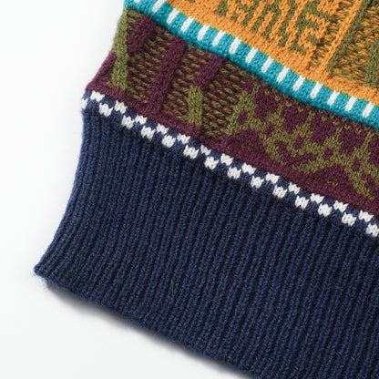 VINTAGE KNIT PATCHWORK ETHNIC SWEATER