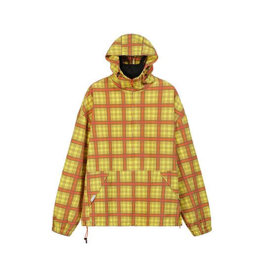 YELLOW LARGE GRID BALACLAVA HALF-ZIP HARDSHELL JACKET